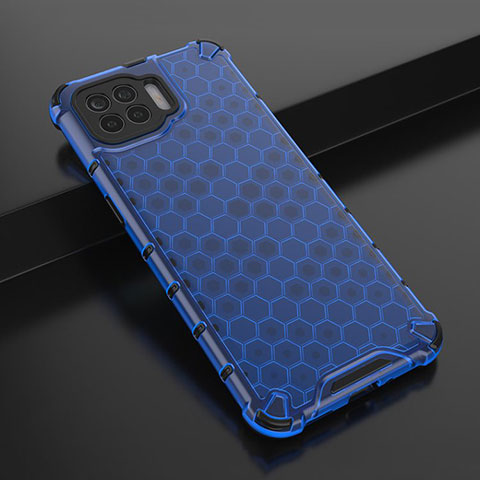 Custodia Silicone Trasparente Ultra Sottile Cover Morbida H01 per Oppo Reno4 F Blu