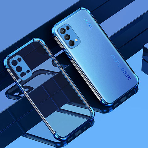 Custodia Silicone Trasparente Ultra Sottile Cover Morbida H01 per Oppo Reno5 Pro 5G Blu