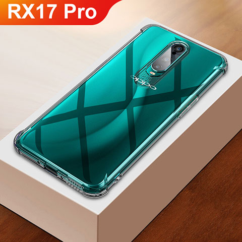 Custodia Silicone Trasparente Ultra Sottile Cover Morbida H01 per Oppo RX17 Pro Argento