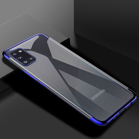 Custodia Silicone Trasparente Ultra Sottile Cover Morbida H01 per Samsung Galaxy A31 Blu