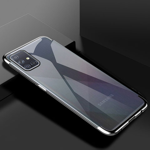 Custodia Silicone Trasparente Ultra Sottile Cover Morbida H01 per Samsung Galaxy A51 5G Argento