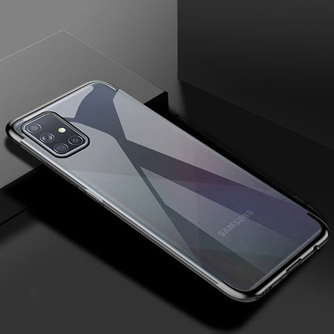 Custodia Silicone Trasparente Ultra Sottile Cover Morbida H01 per Samsung Galaxy A51 5G Nero