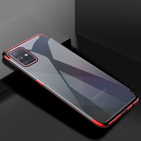Custodia Silicone Trasparente Ultra Sottile Cover Morbida H01 per Samsung Galaxy A51 5G Rosso