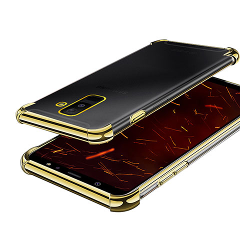 Custodia Silicone Trasparente Ultra Sottile Cover Morbida H01 per Samsung Galaxy A6 Plus (2018) Oro