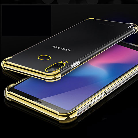 Custodia Silicone Trasparente Ultra Sottile Cover Morbida H01 per Samsung Galaxy A6s Oro