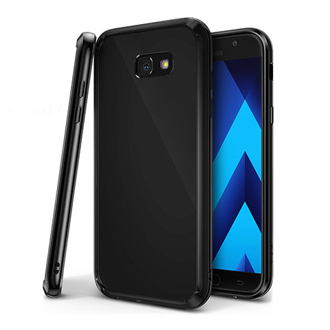 Custodia Silicone Trasparente Ultra Sottile Cover Morbida H01 per Samsung Galaxy A7 (2017) A720F Nero