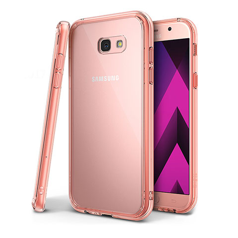 Custodia Silicone Trasparente Ultra Sottile Cover Morbida H01 per Samsung Galaxy A7 (2017) A720F Rosa