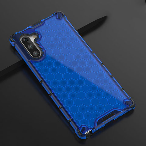 Custodia Silicone Trasparente Ultra Sottile Cover Morbida H01 per Samsung Galaxy Note 10 Blu