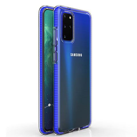 Custodia Silicone Trasparente Ultra Sottile Cover Morbida H01 per Samsung Galaxy S20 Plus 5G Blu
