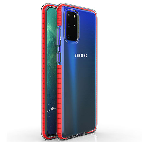 Custodia Silicone Trasparente Ultra Sottile Cover Morbida H01 per Samsung Galaxy S20 Plus 5G Rosso