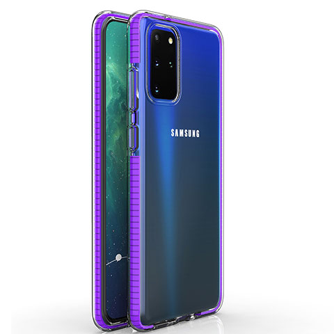 Custodia Silicone Trasparente Ultra Sottile Cover Morbida H01 per Samsung Galaxy S20 Plus 5G Viola