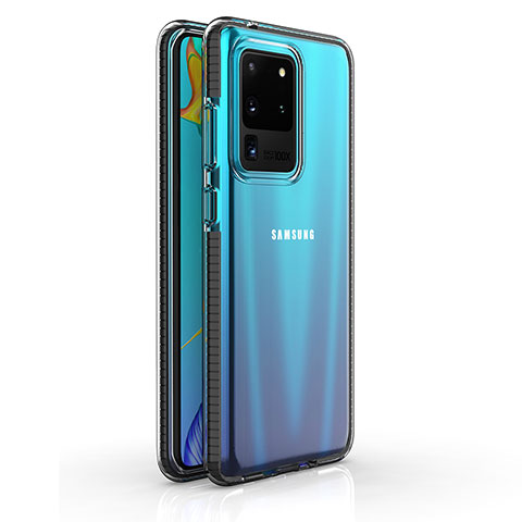Custodia Silicone Trasparente Ultra Sottile Cover Morbida H01 per Samsung Galaxy S20 Ultra 5G Nero