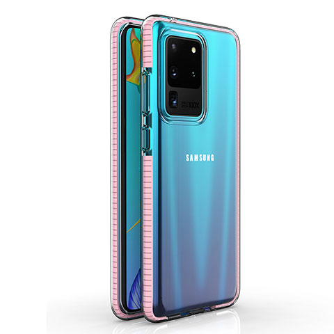 Custodia Silicone Trasparente Ultra Sottile Cover Morbida H01 per Samsung Galaxy S20 Ultra 5G Oro Rosa