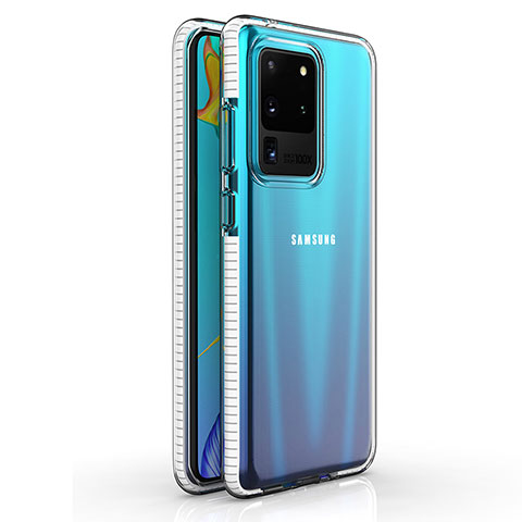 Custodia Silicone Trasparente Ultra Sottile Cover Morbida H01 per Samsung Galaxy S20 Ultra Bianco