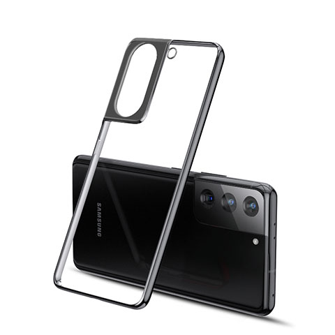 Custodia Silicone Trasparente Ultra Sottile Cover Morbida H01 per Samsung Galaxy S21 5G Nero