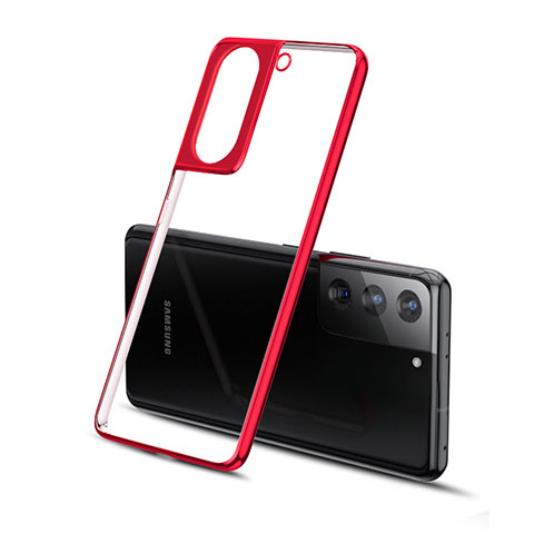 Custodia Silicone Trasparente Ultra Sottile Cover Morbida H01 per Samsung Galaxy S21 5G Rosso