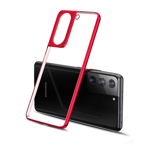 Custodia Silicone Trasparente Ultra Sottile Cover Morbida H01 per Samsung Galaxy S21 Plus 5G Rosso