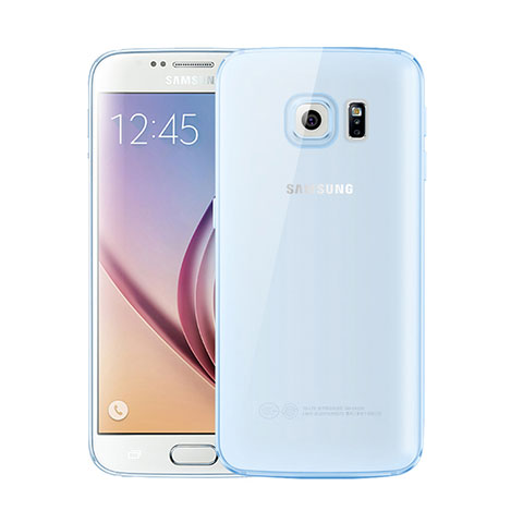 Custodia Silicone Trasparente Ultra Sottile Cover Morbida H01 per Samsung Galaxy S6 SM-G920 Blu