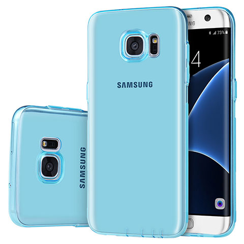 Custodia Silicone Trasparente Ultra Sottile Cover Morbida H01 per Samsung Galaxy S7 Edge G935F Blu