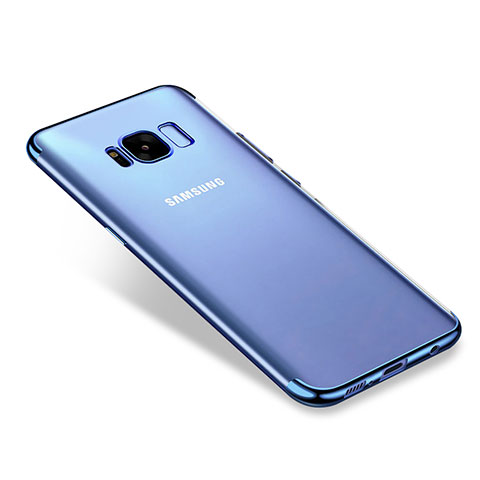 Custodia Silicone Trasparente Ultra Sottile Cover Morbida H01 per Samsung Galaxy S8 Plus Blu