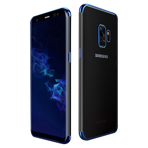 Custodia Silicone Trasparente Ultra Sottile Cover Morbida H01 per Samsung Galaxy S9 Blu