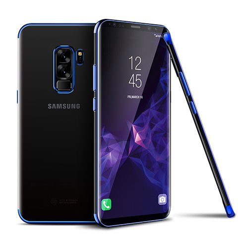Custodia Silicone Trasparente Ultra Sottile Cover Morbida H01 per Samsung Galaxy S9 Plus Blu
