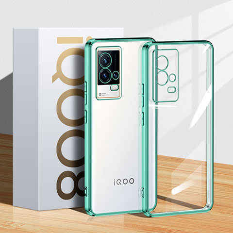 Custodia Silicone Trasparente Ultra Sottile Cover Morbida H01 per Vivo iQOO 8 5G Verde