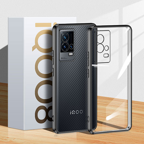 Custodia Silicone Trasparente Ultra Sottile Cover Morbida H01 per Vivo iQOO 8 Pro 5G Nero