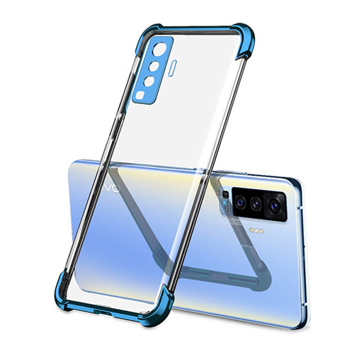 Custodia Silicone Trasparente Ultra Sottile Cover Morbida H01 per Vivo X50 5G Blu