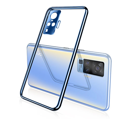 Custodia Silicone Trasparente Ultra Sottile Cover Morbida H01 per Vivo X50 Pro 5G Blu
