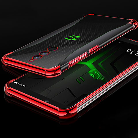 Custodia Silicone Trasparente Ultra Sottile Cover Morbida H01 per Xiaomi Black Shark Helo Rosso
