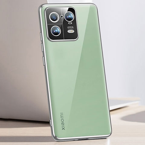 Custodia Silicone Trasparente Ultra Sottile Cover Morbida H01 per Xiaomi Mi 13 Pro 5G Argento