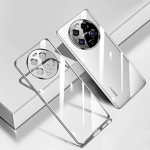 Custodia Silicone Trasparente Ultra Sottile Cover Morbida H01 per Xiaomi Mi 13 Ultra 5G Argento