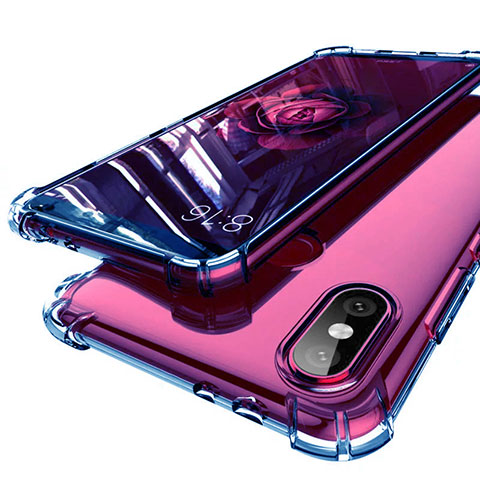 Custodia Silicone Trasparente Ultra Sottile Cover Morbida H01 per Xiaomi Mi 6X Blu