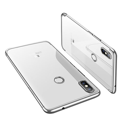 Custodia Silicone Trasparente Ultra Sottile Cover Morbida H01 per Xiaomi Mi 8 Argento