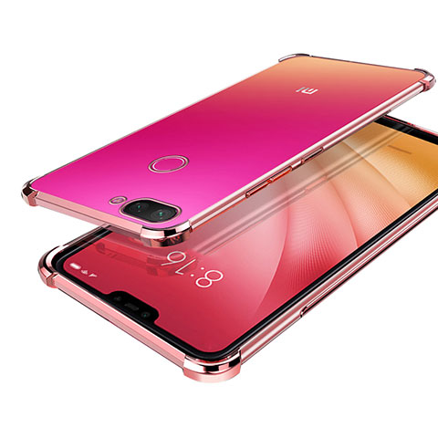 Custodia Silicone Trasparente Ultra Sottile Cover Morbida H01 per Xiaomi Mi 8 Lite Oro Rosa