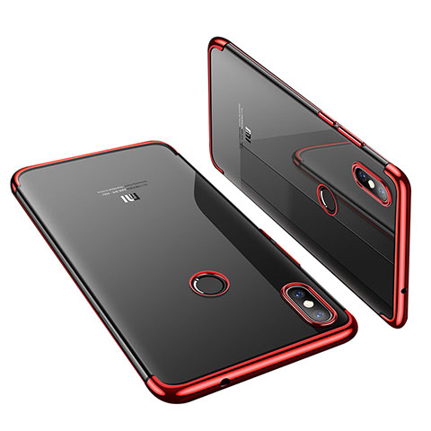 Custodia Silicone Trasparente Ultra Sottile Cover Morbida H01 per Xiaomi Mi 8 Rosso