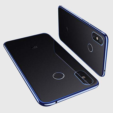 Custodia Silicone Trasparente Ultra Sottile Cover Morbida H01 per Xiaomi Mi Max 3 Blu