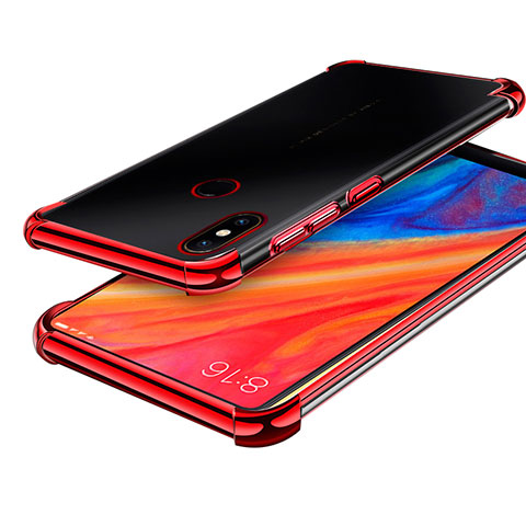 Custodia Silicone Trasparente Ultra Sottile Cover Morbida H01 per Xiaomi Mi Mix 2S Rosso