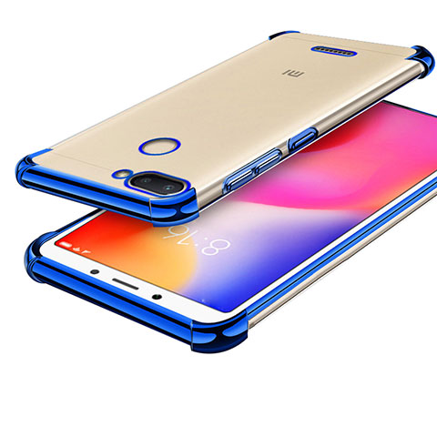 Custodia Silicone Trasparente Ultra Sottile Cover Morbida H01 per Xiaomi Redmi 6 Blu