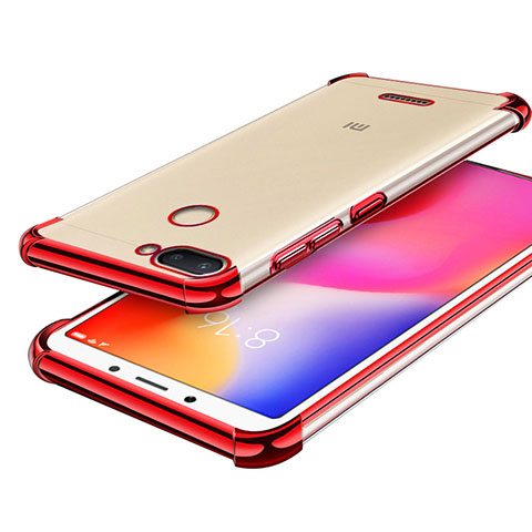 Custodia Silicone Trasparente Ultra Sottile Cover Morbida H01 per Xiaomi Redmi 6 Rosso