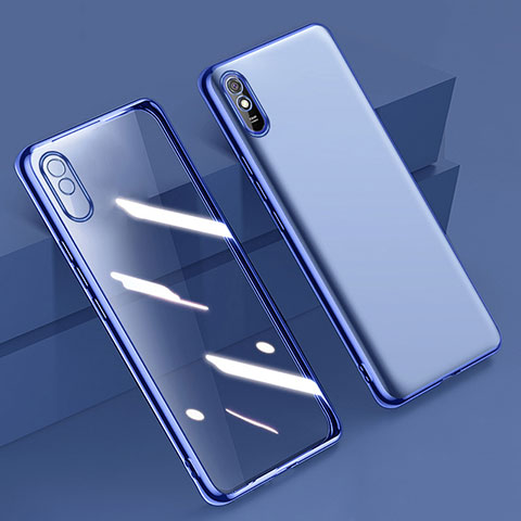 Custodia Silicone Trasparente Ultra Sottile Cover Morbida H01 per Xiaomi Redmi 9AT Blu