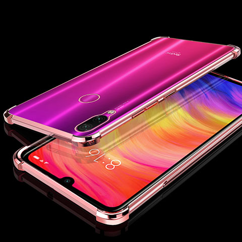 Custodia Silicone Trasparente Ultra Sottile Cover Morbida H01 per Xiaomi Redmi Note 7 Oro Rosa