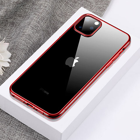 Custodia Silicone Trasparente Ultra Sottile Cover Morbida H02 per Apple iPhone 11 Pro Max Rosso