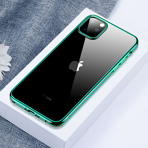 Custodia Silicone Trasparente Ultra Sottile Cover Morbida H02 per Apple iPhone 11 Pro Max Verde