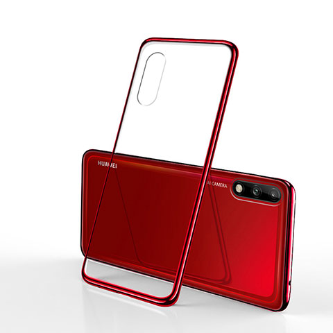 Custodia Silicone Trasparente Ultra Sottile Cover Morbida H02 per Huawei Enjoy 10 Rosso