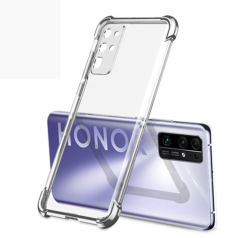 Custodia Silicone Trasparente Ultra Sottile Cover Morbida H02 per Huawei Honor 30 Argento