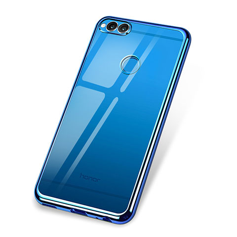 Custodia Silicone Trasparente Ultra Sottile Cover Morbida H02 per Huawei Honor 7X Blu