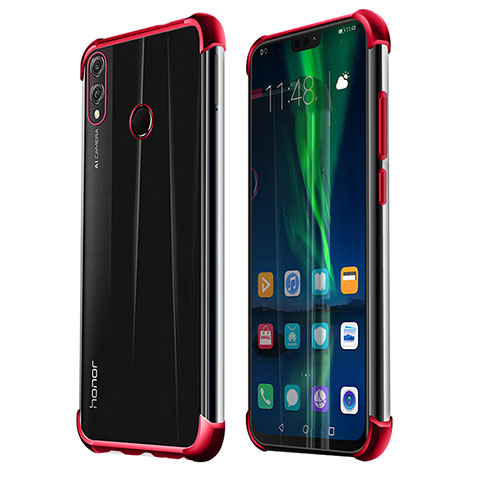 Custodia Silicone Trasparente Ultra Sottile Cover Morbida H02 per Huawei Honor 8X Rosso