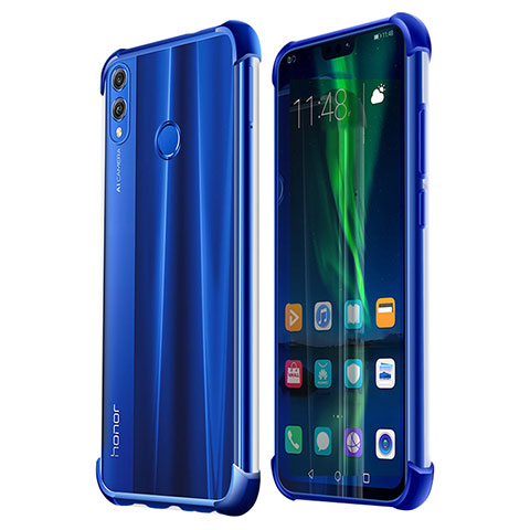 Custodia Silicone Trasparente Ultra Sottile Cover Morbida H02 per Huawei Honor V10 Lite Blu